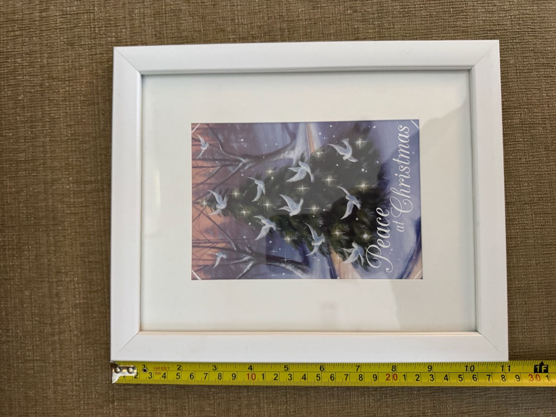 Framed Peace at Christmas Doves and Tree Decor 2