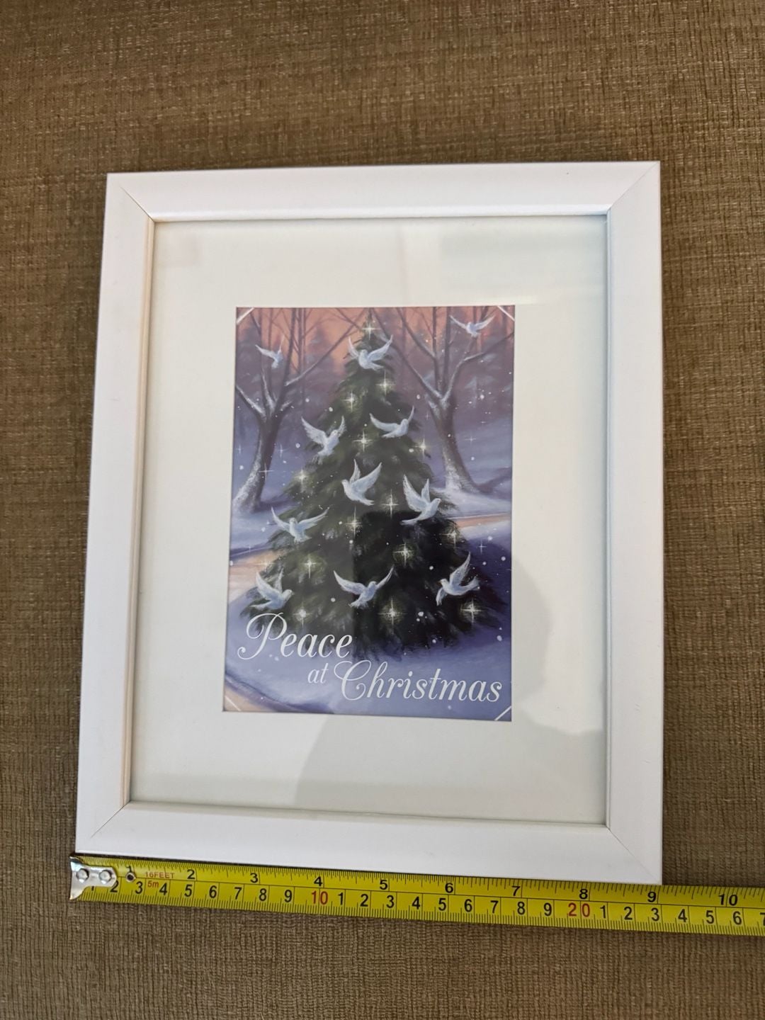 Framed Peace at Christmas Doves and Tree Decor 3