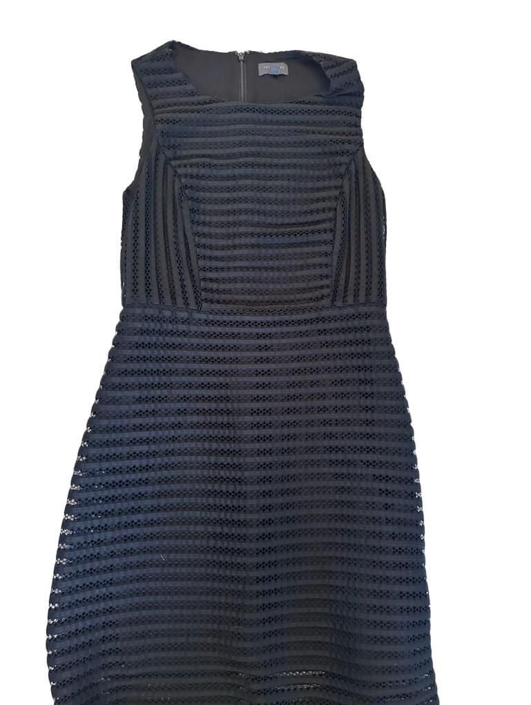 Sz 6 The Limited Women's Black Sleeveless Textured Striped Sheath Dress 10