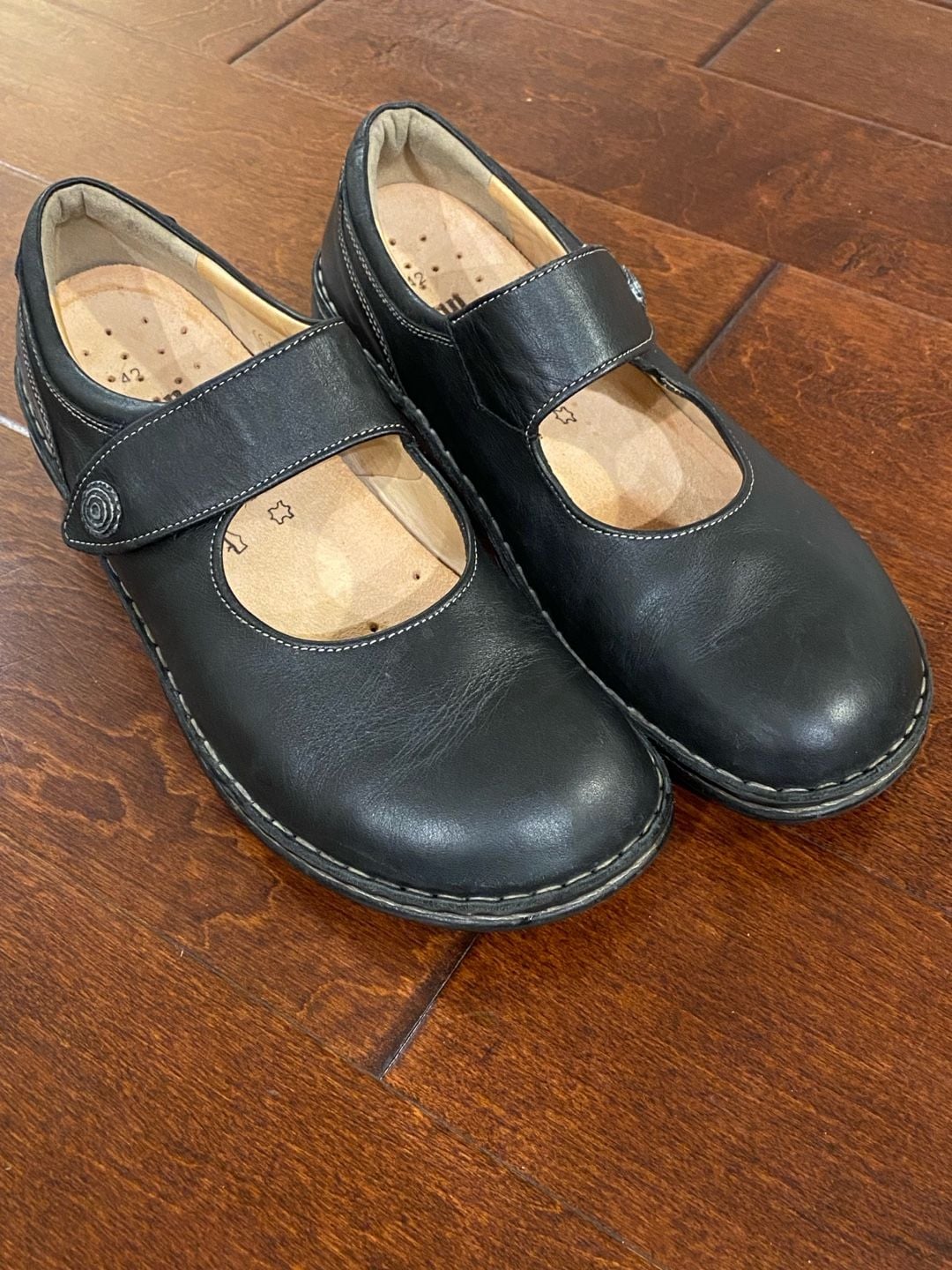 Finn Comfort Mary Jane Shoes Size 42 Black Leather 2