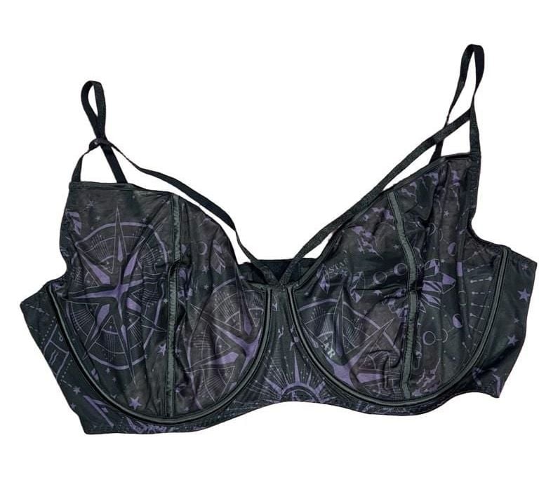 Killstar Garnetta Strappy Bra Plus Size 4XL Black Mesh Moon Star Underwire 2
