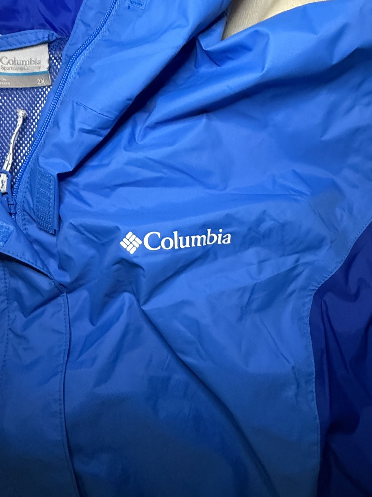 Columbia Sportswear Company Omni-Tech Jacket Size 2X Blue Hooded Raincoat 6