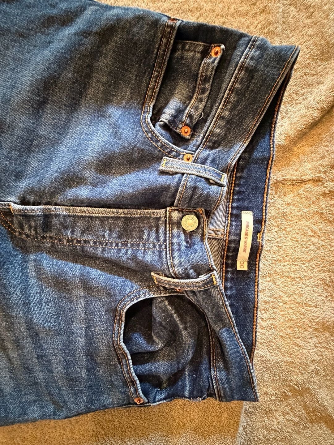 Levi's Ribcage Straight Jeans Size 30 Raw Hem Dark Wash 7