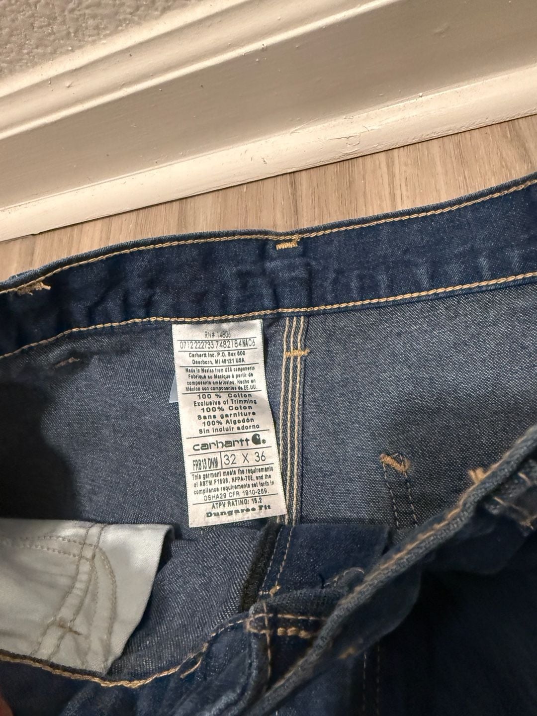 Carhartt FRB13 DNM Dungaree Fit Jeans 32x36 Blue Flame Resistant 5