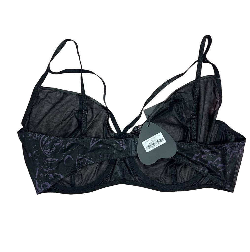 Killstar Garnetta Strappy Bra Plus Size 4XL Black Mesh Moon Star Underwire 4