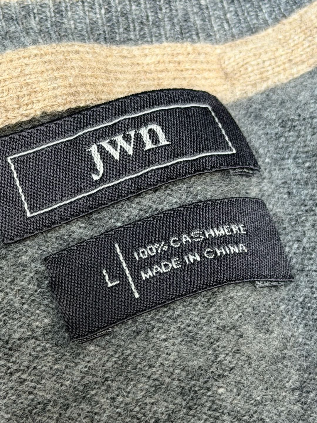 JWN V-Neck Cashmere Sweater Size L Tan 4