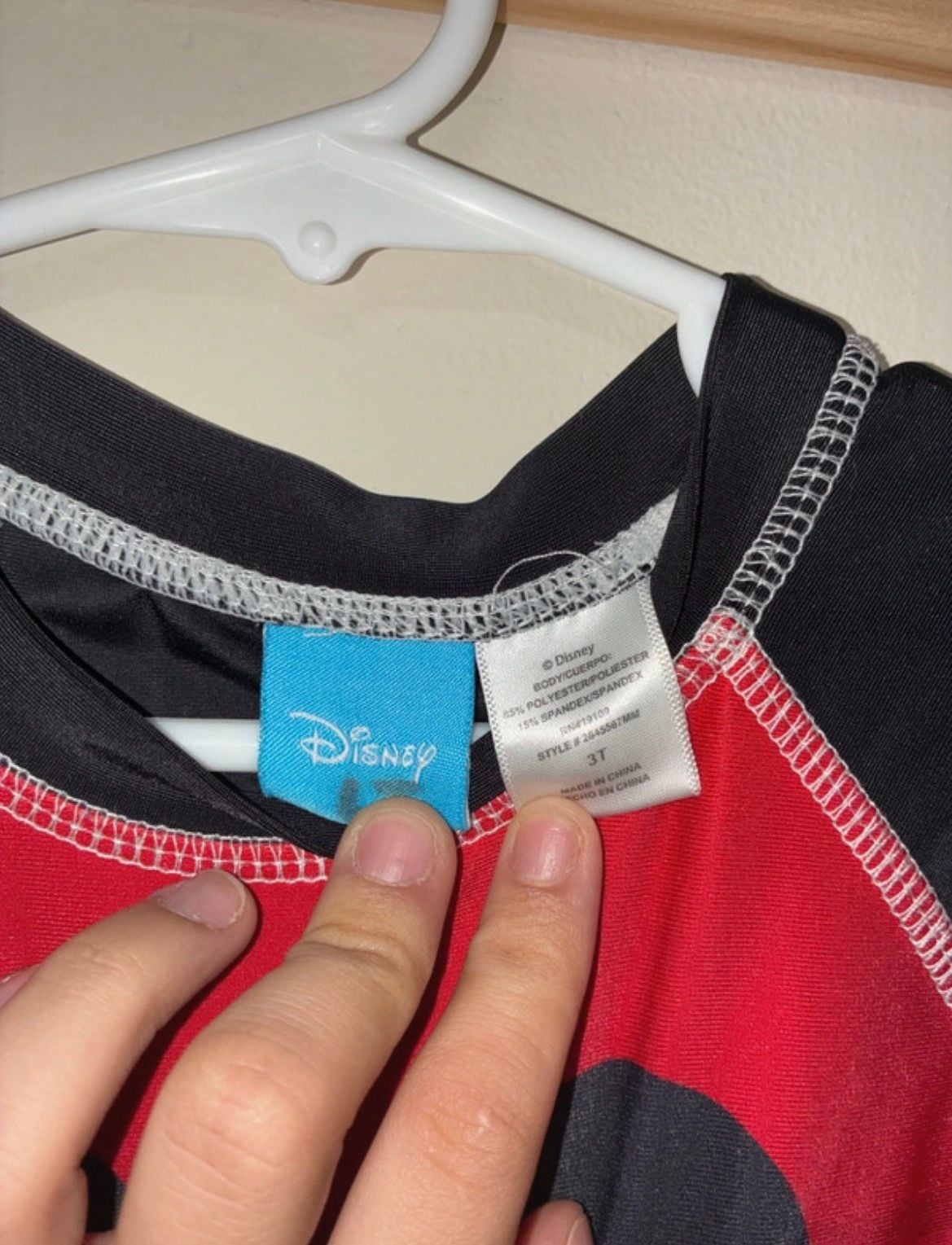 Disney Mickey Mouse Rash Guard Size 3T Red Black Swim Shirt 2
