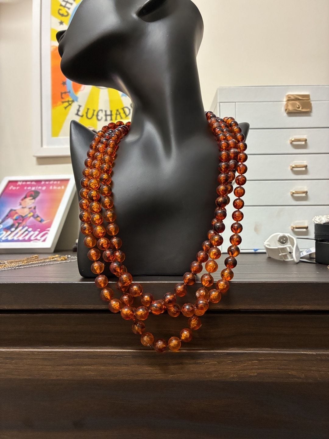 Vintage 1970s Baltic Amber Beaded Rope Necklace Opera Length 2