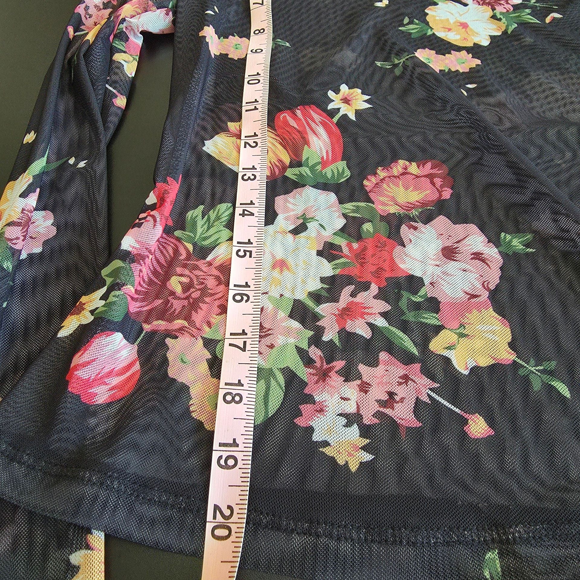 Shein Floral Mesh Mock Neck Top 5