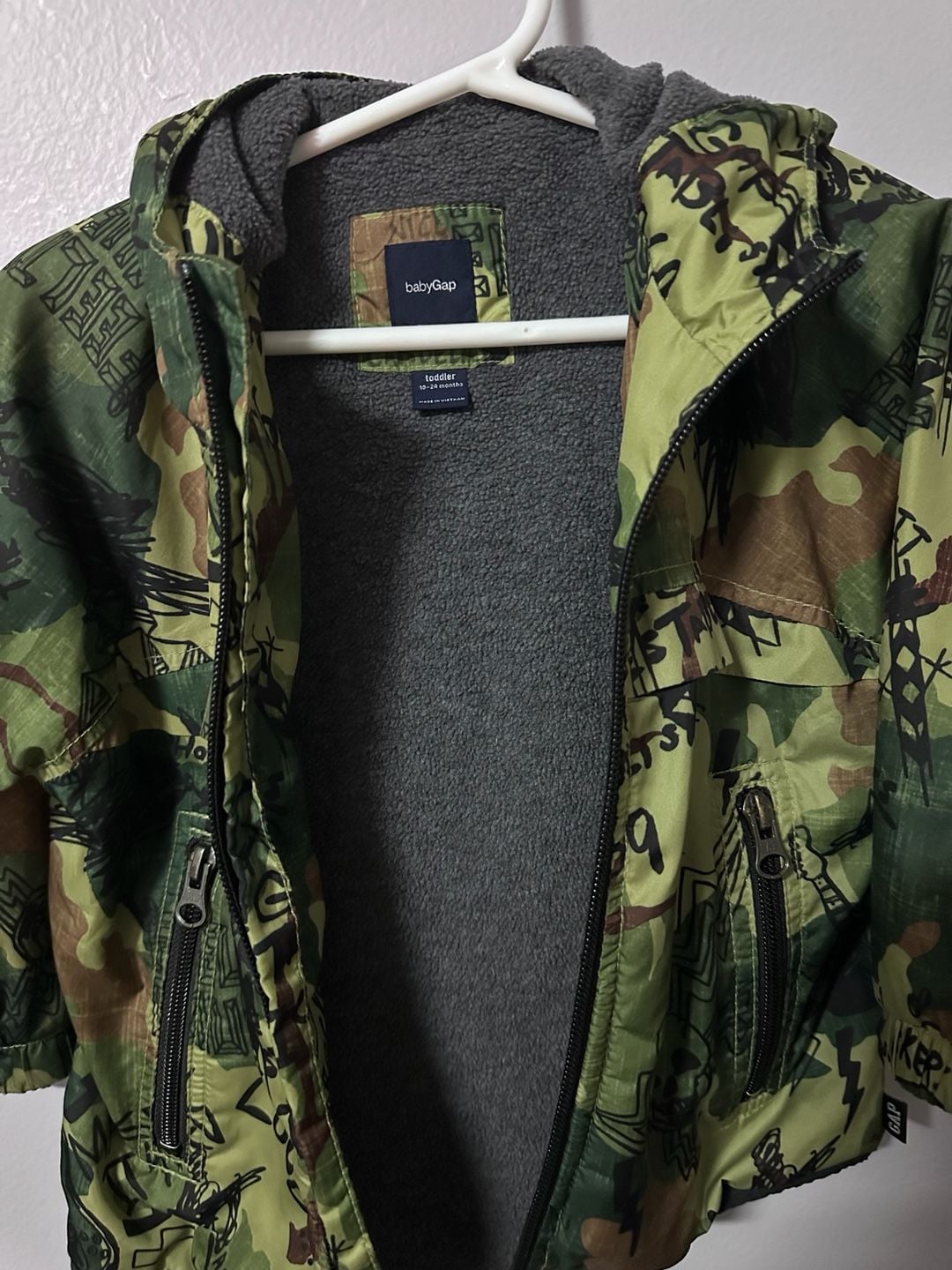 Baby Gap Camo Graffiti Fleece Lined Jacket 8