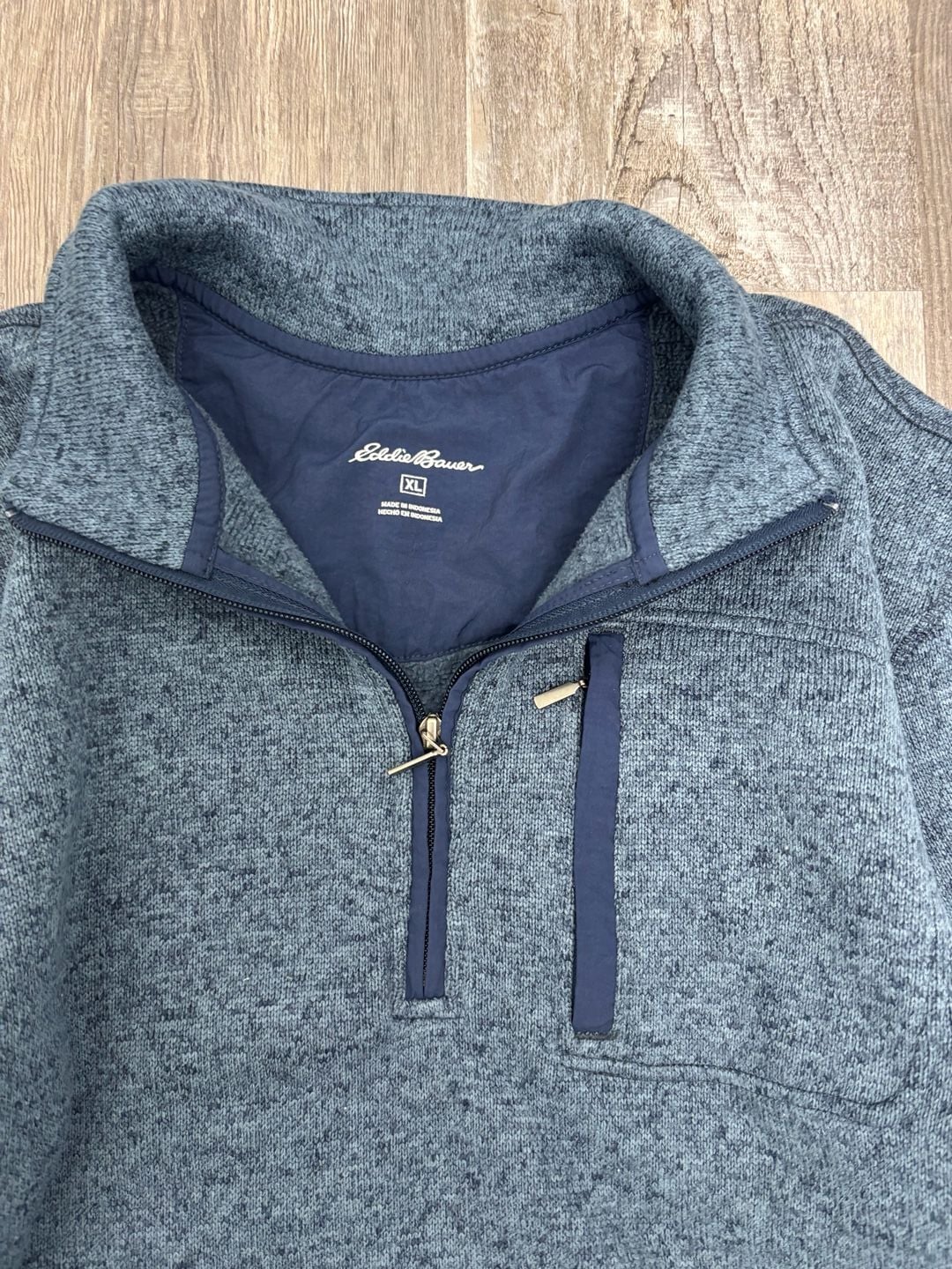 Eddie Bauer 1/2 Zip Pullover Fleece Size XL Blue Sweater Jacket 5