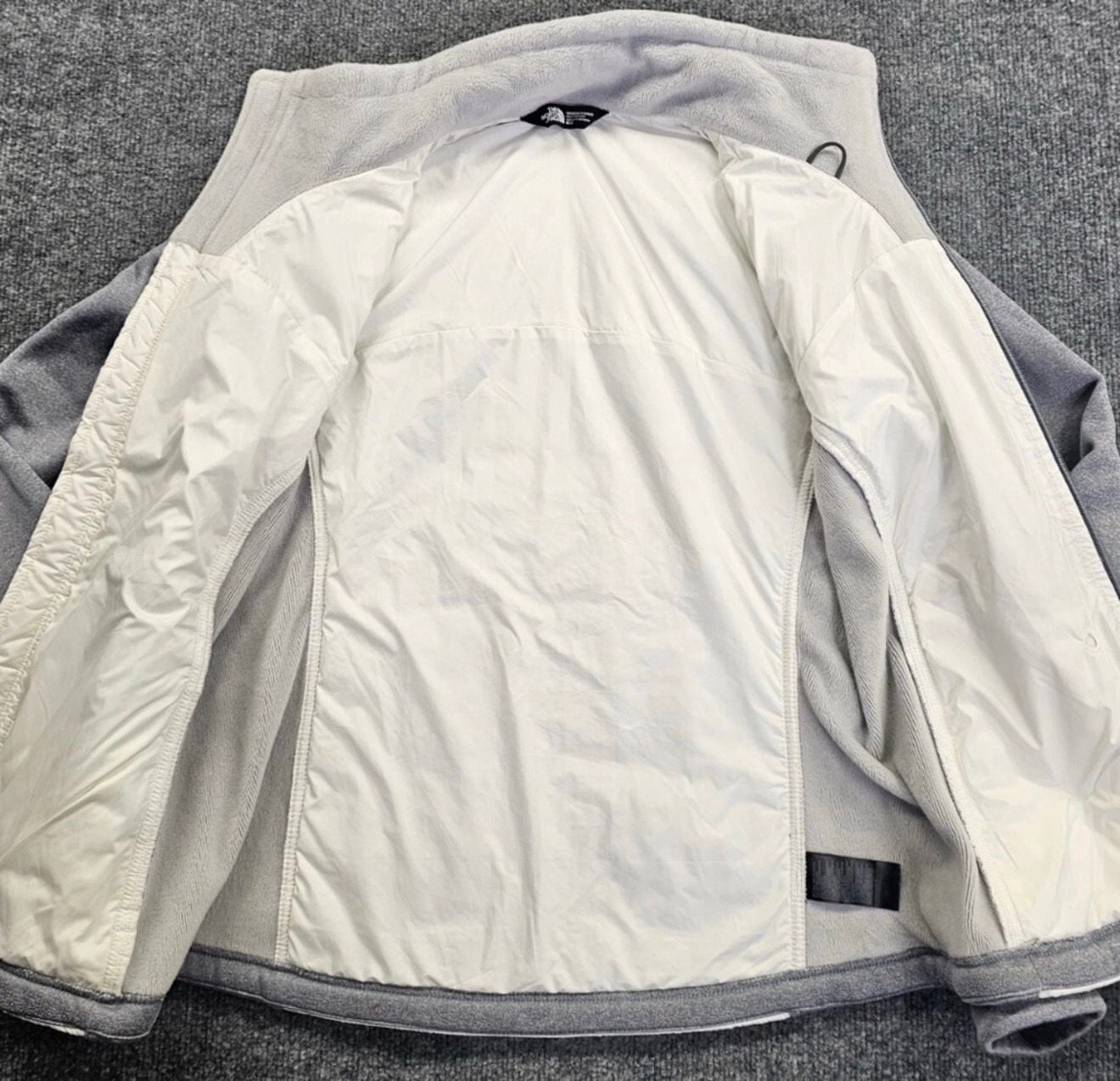 The North Face Hybrid Full Zip Fleece Jacket White Gray sz L 5