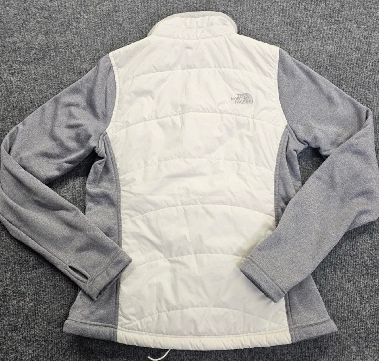The North Face Hybrid Full Zip Fleece Jacket White Gray sz L 6