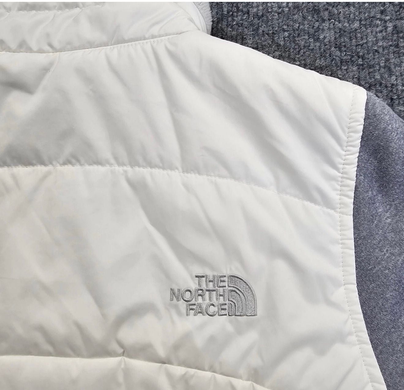 The North Face Hybrid Full Zip Fleece Jacket White Gray sz L 7