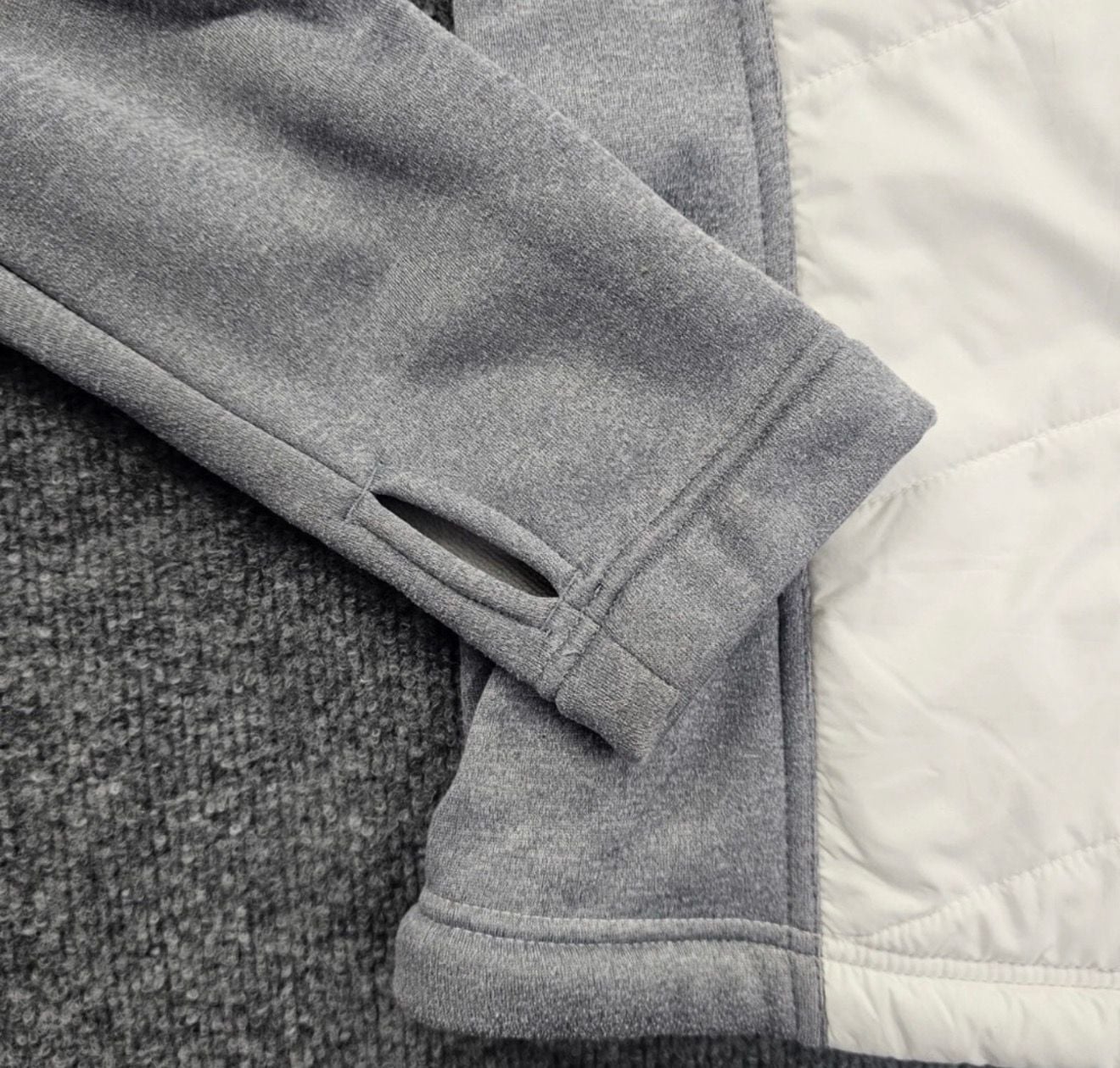 The North Face Hybrid Full Zip Fleece Jacket White Gray sz L 8