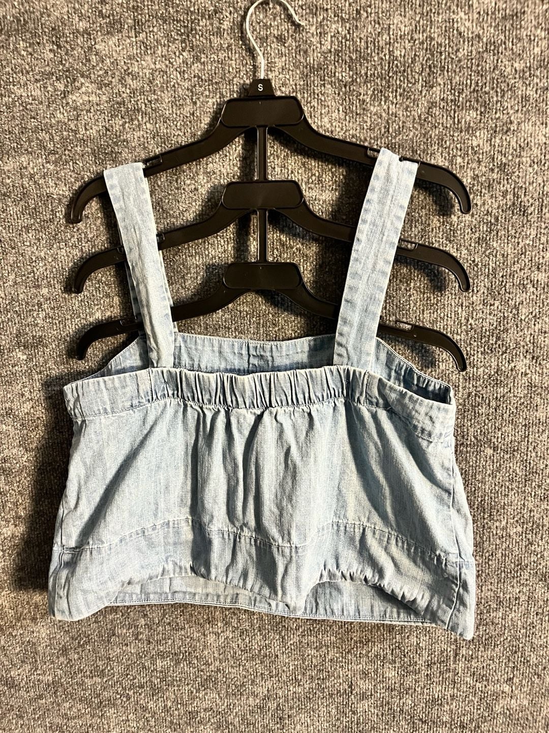 Banana Republic SL Boxy Topstitch Tank Top Size M Light Wash Denim 003-174 3