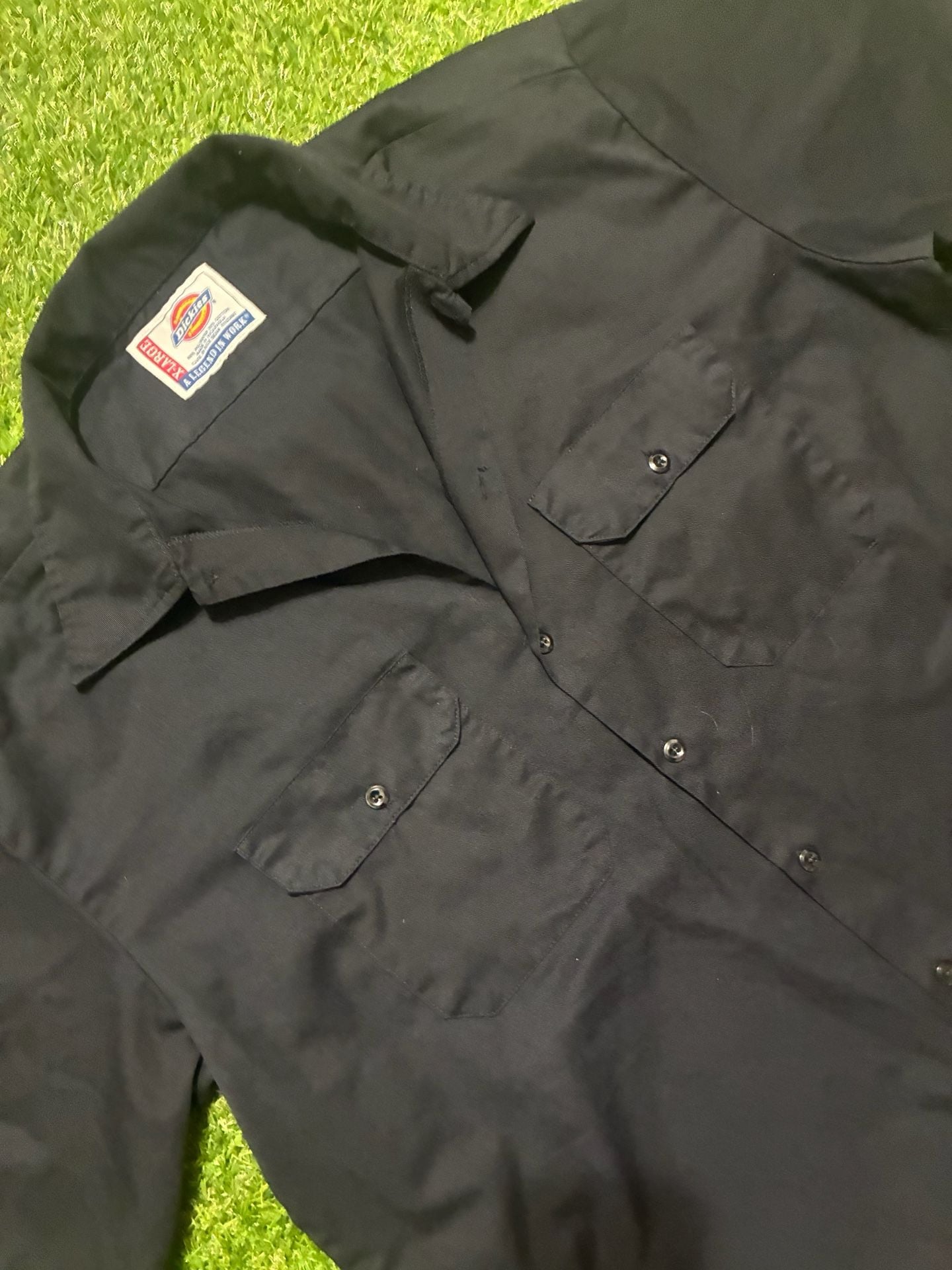Dickies Work Shirt Size XL Black Short Sleeve Button-Down 3