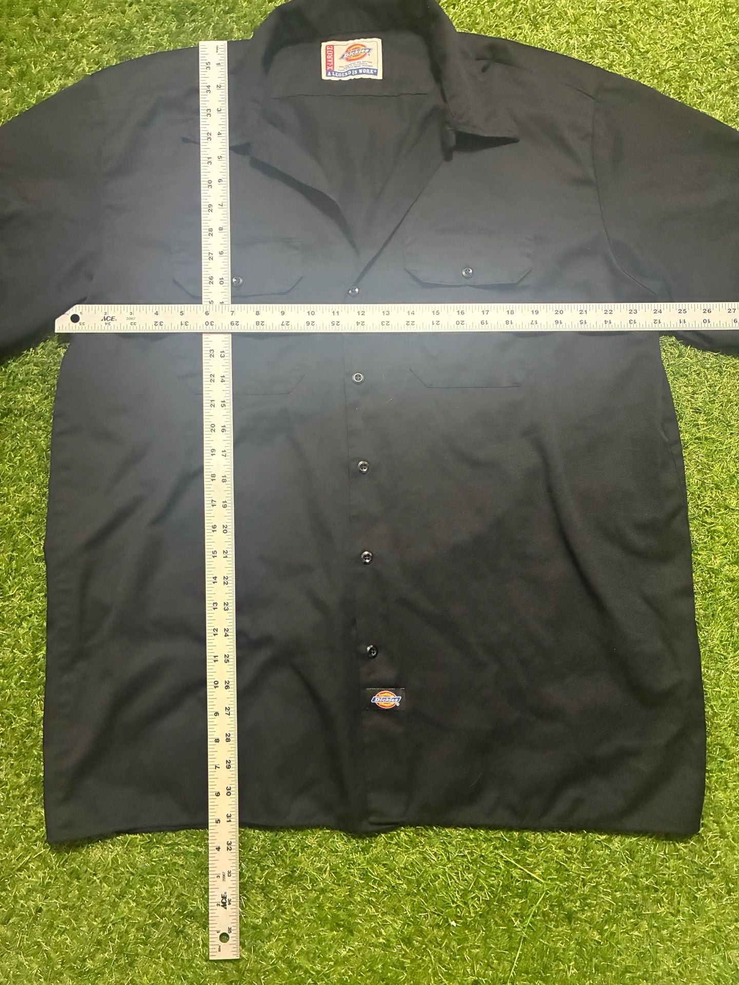 Dickies Work Shirt Size XL Black Short Sleeve Button-Down 5