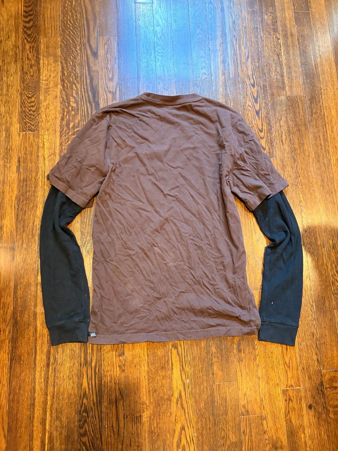Vans Double Layer Long Sleeve T-Shirt Brown Graffiti Black Graphic Size L 3