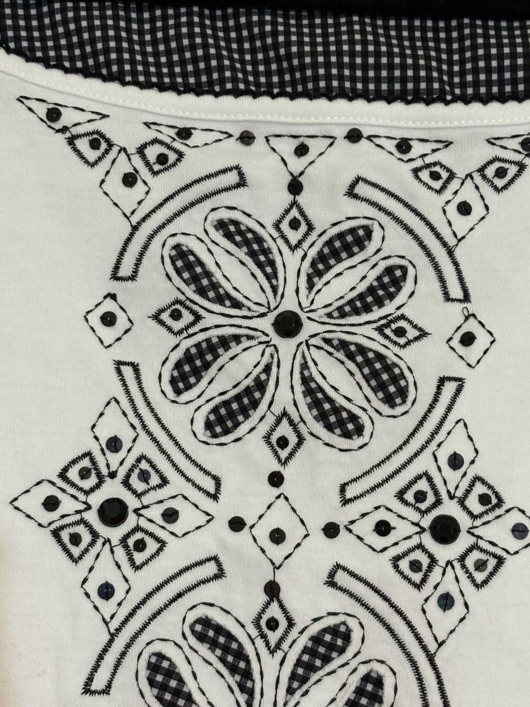 Alfred Dunner Embroidered Top Size 2X White Black 4
