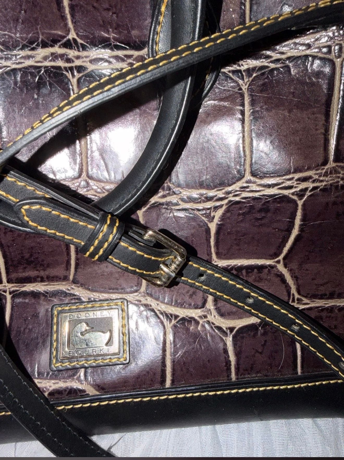 LUP 11 Dooney & Bourke Croco Embossed Leather Satchel Bag 5