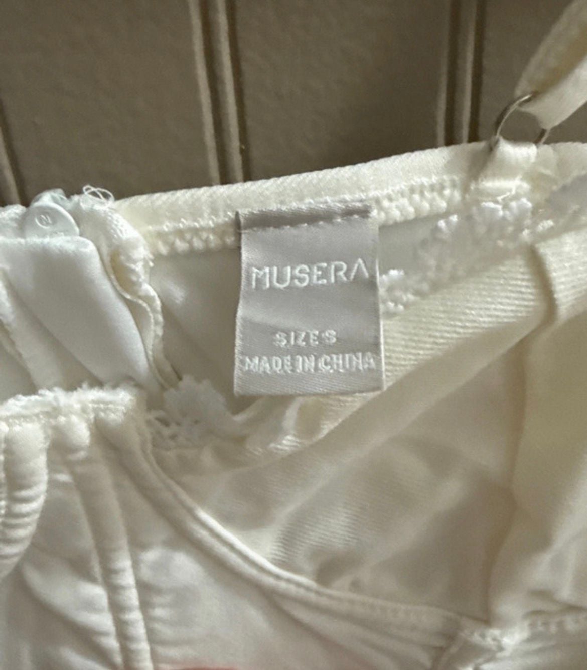 Musera White Lace Trim Corset Top Size S 3