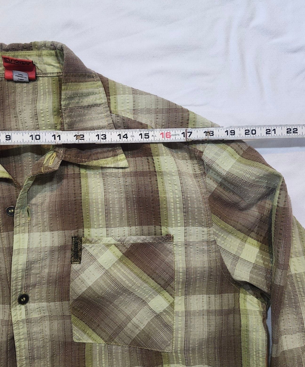 Scott Long Sleeve Plaid Button Down Shirt Size L Green Brown 6