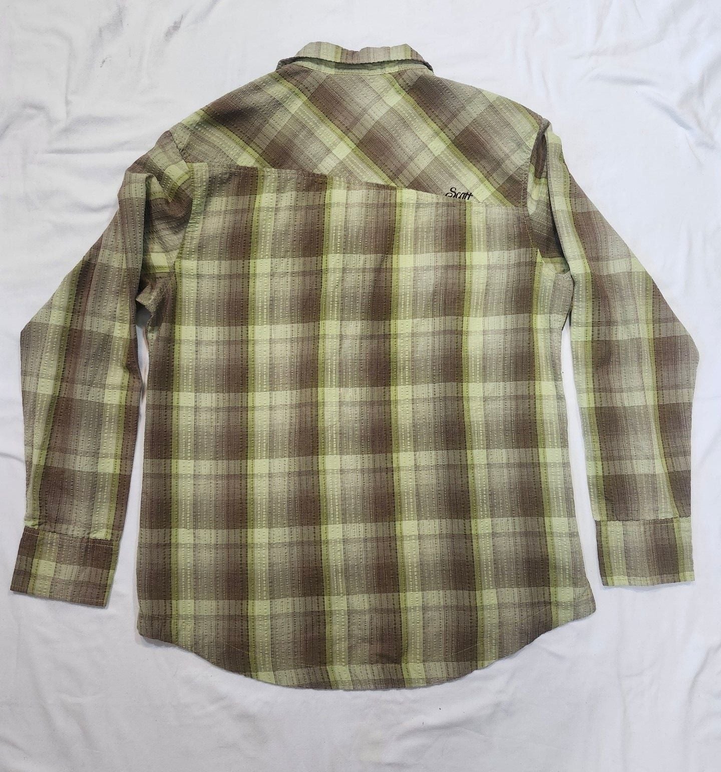 Scott Long Sleeve Plaid Button Down Shirt Size L Green Brown 8