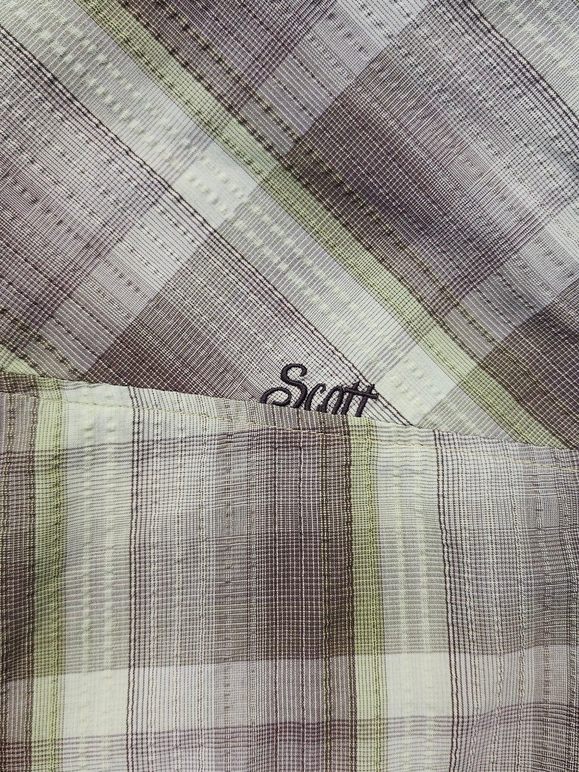 Scott Long Sleeve Plaid Button Down Shirt Size L Green Brown 9