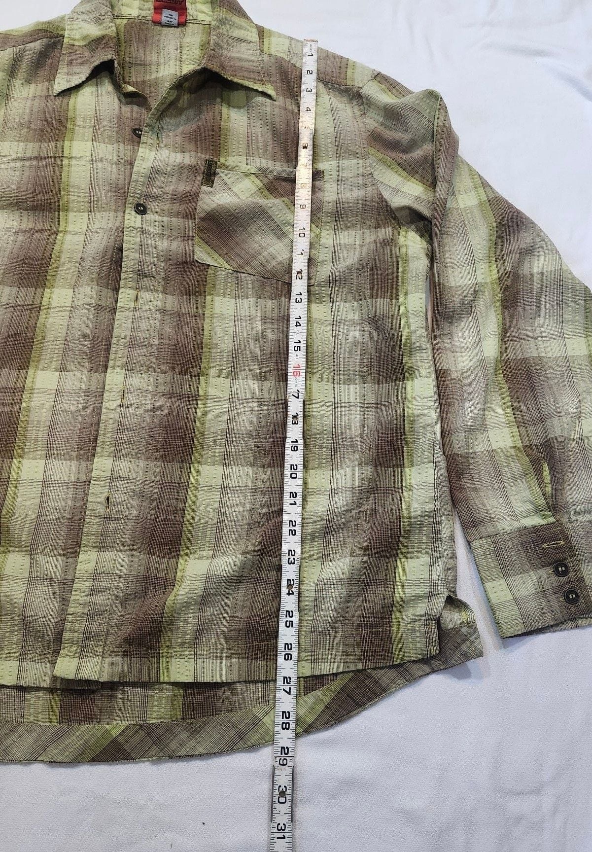 Scott Long Sleeve Plaid Button Down Shirt Size L Green Brown 7