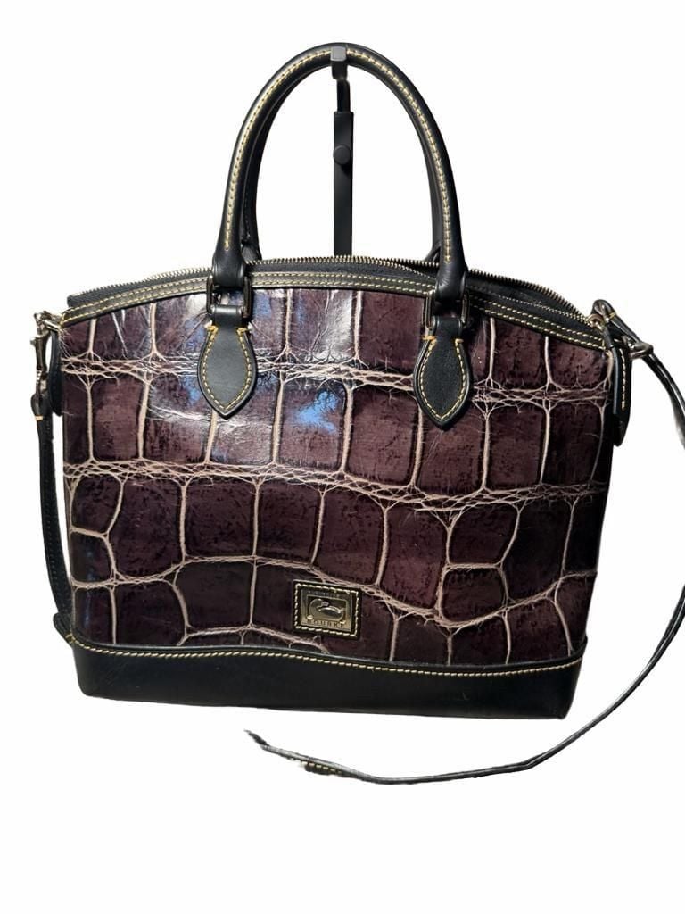 LUP 11 Dooney & Bourke Croco Embossed Leather Satchel Bag 2