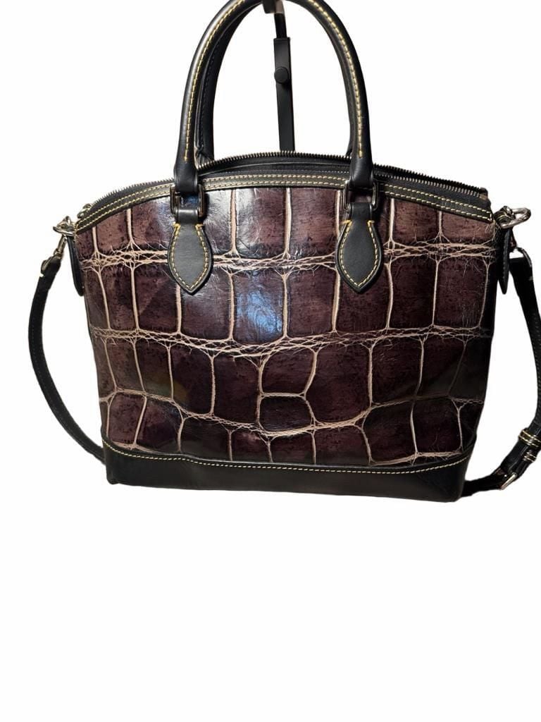 LUP 11 Dooney & Bourke Croco Embossed Leather Satchel Bag 4