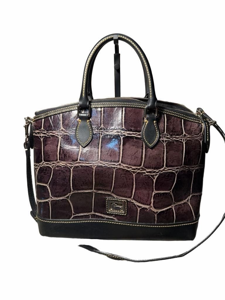 LUP 11 Dooney & Bourke Croco Embossed Leather Satchel Bag 3