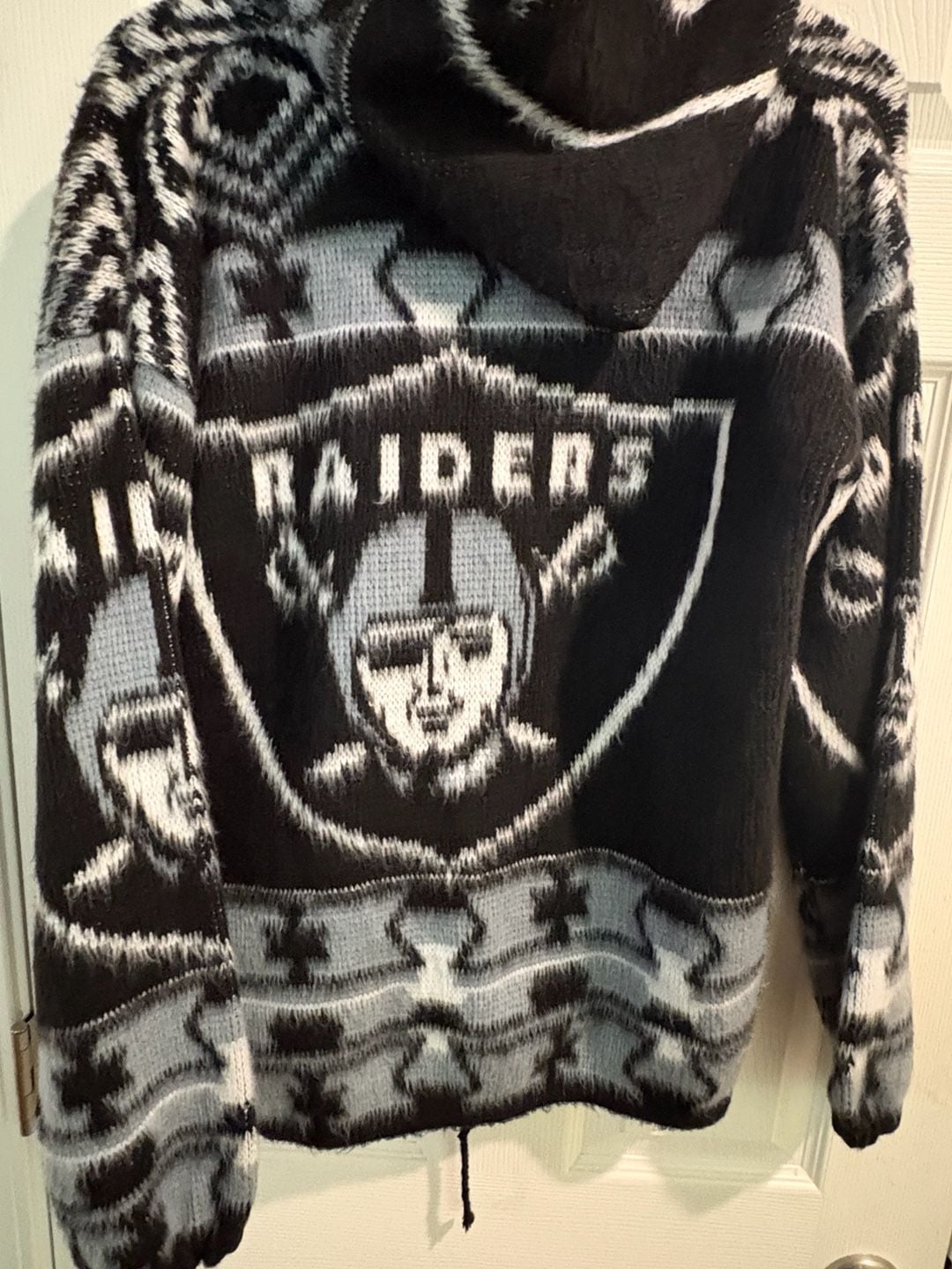 NFL Raiders Knit Zip Up Hoodie Black Grey 8