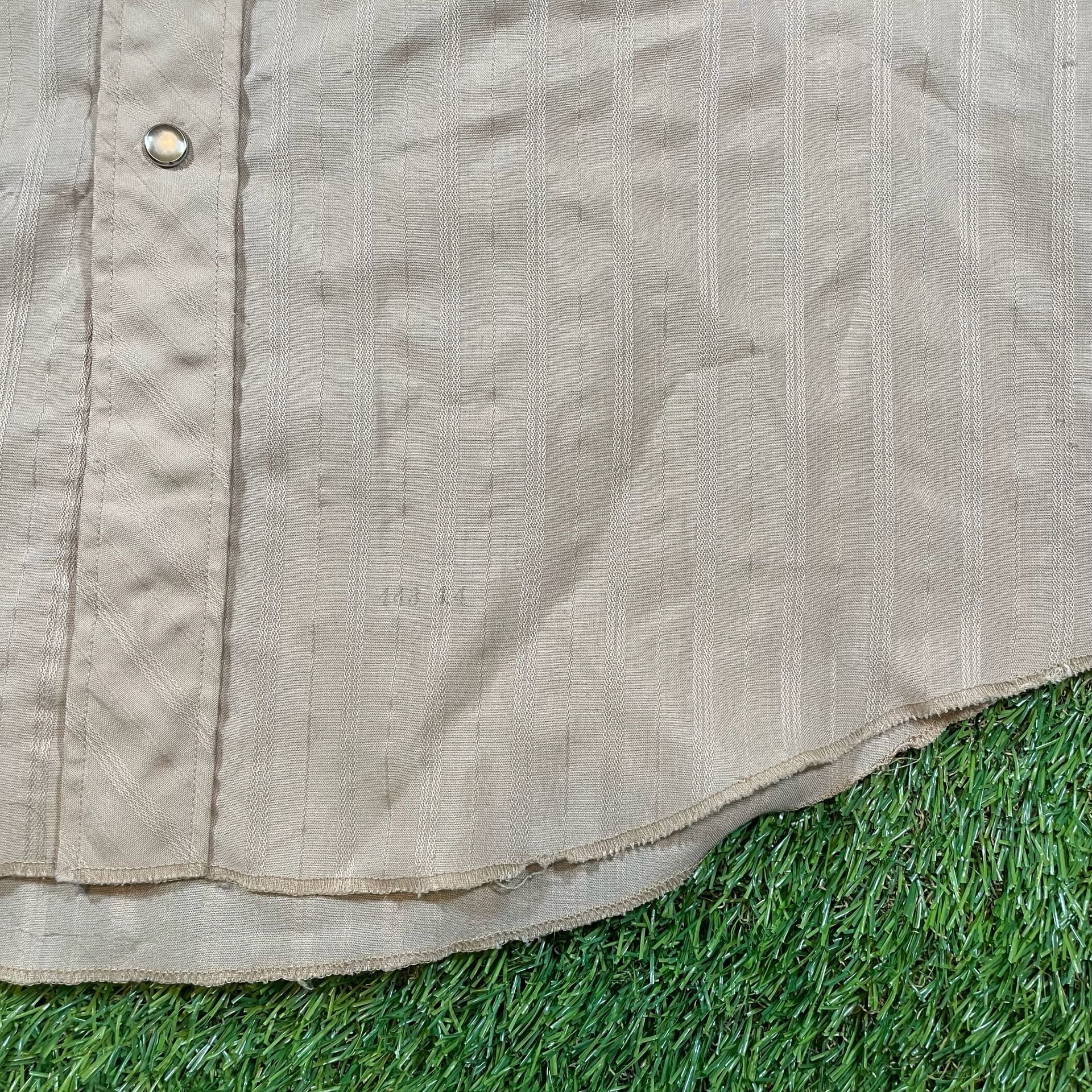 Circle S Western Shirt Long Tall Tan Striped Pearl Snap 6