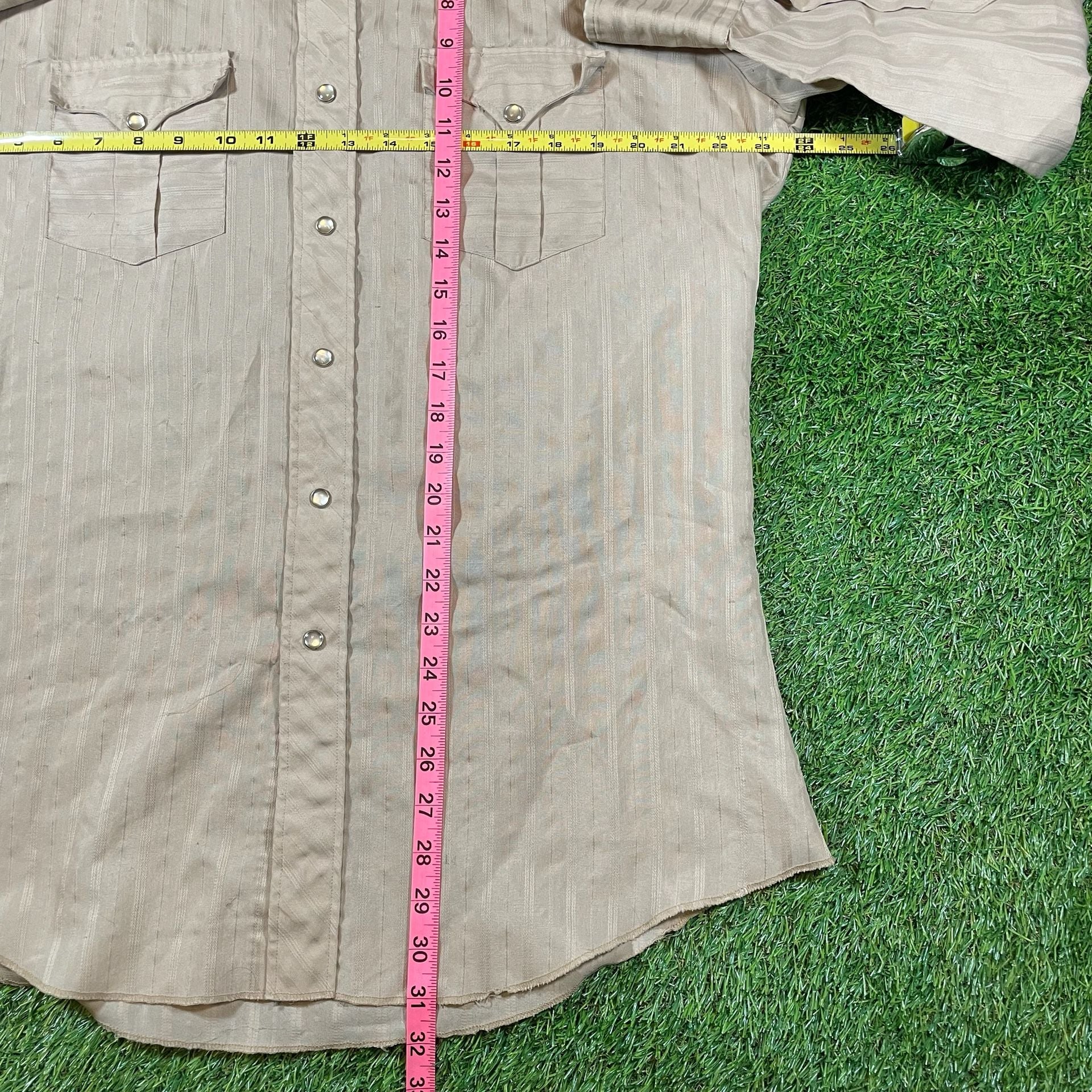 Circle S Western Shirt Long Tall Tan Striped Pearl Snap 7