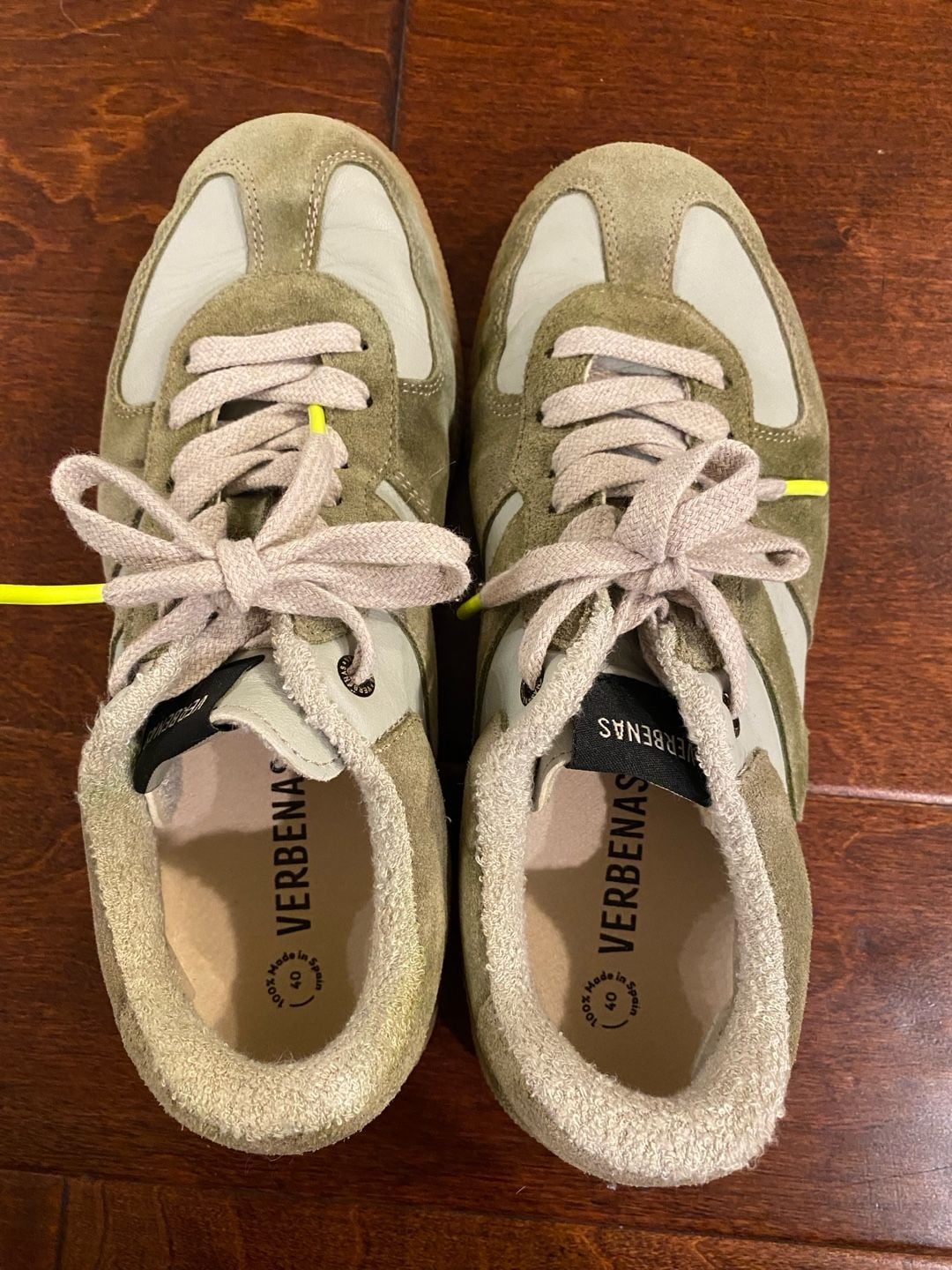 Verbenas Sneakers Size 40 Green Leather Suede Gum Sole 3