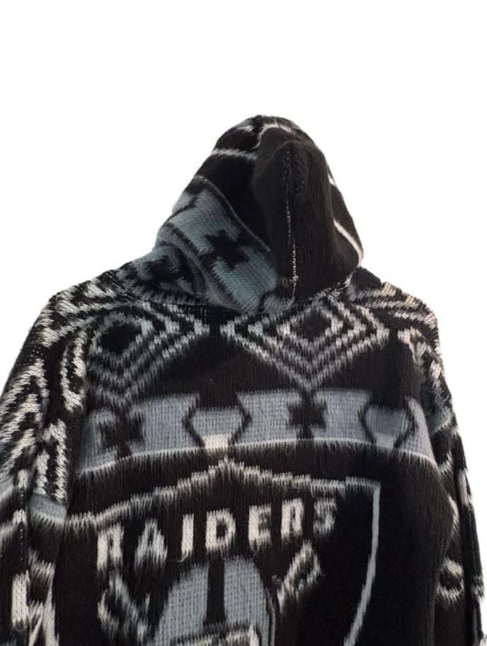 NFL Raiders Knit Zip Up Hoodie Black Grey 9