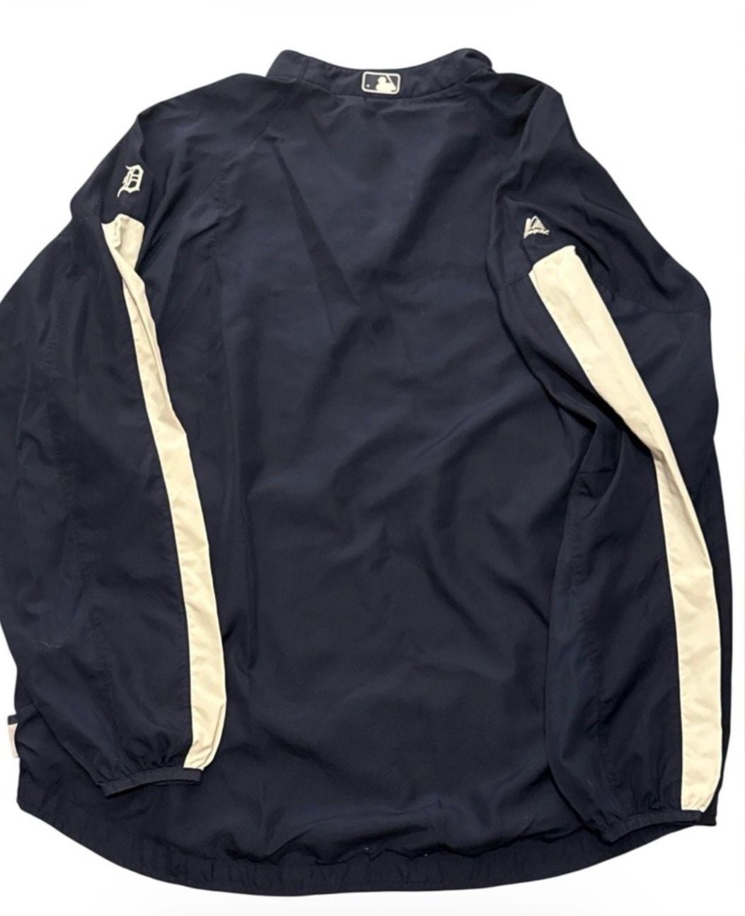 Majestic Detroit Tigers Cool Base Pullover Jacket XL Navy Blue rare vintage 3