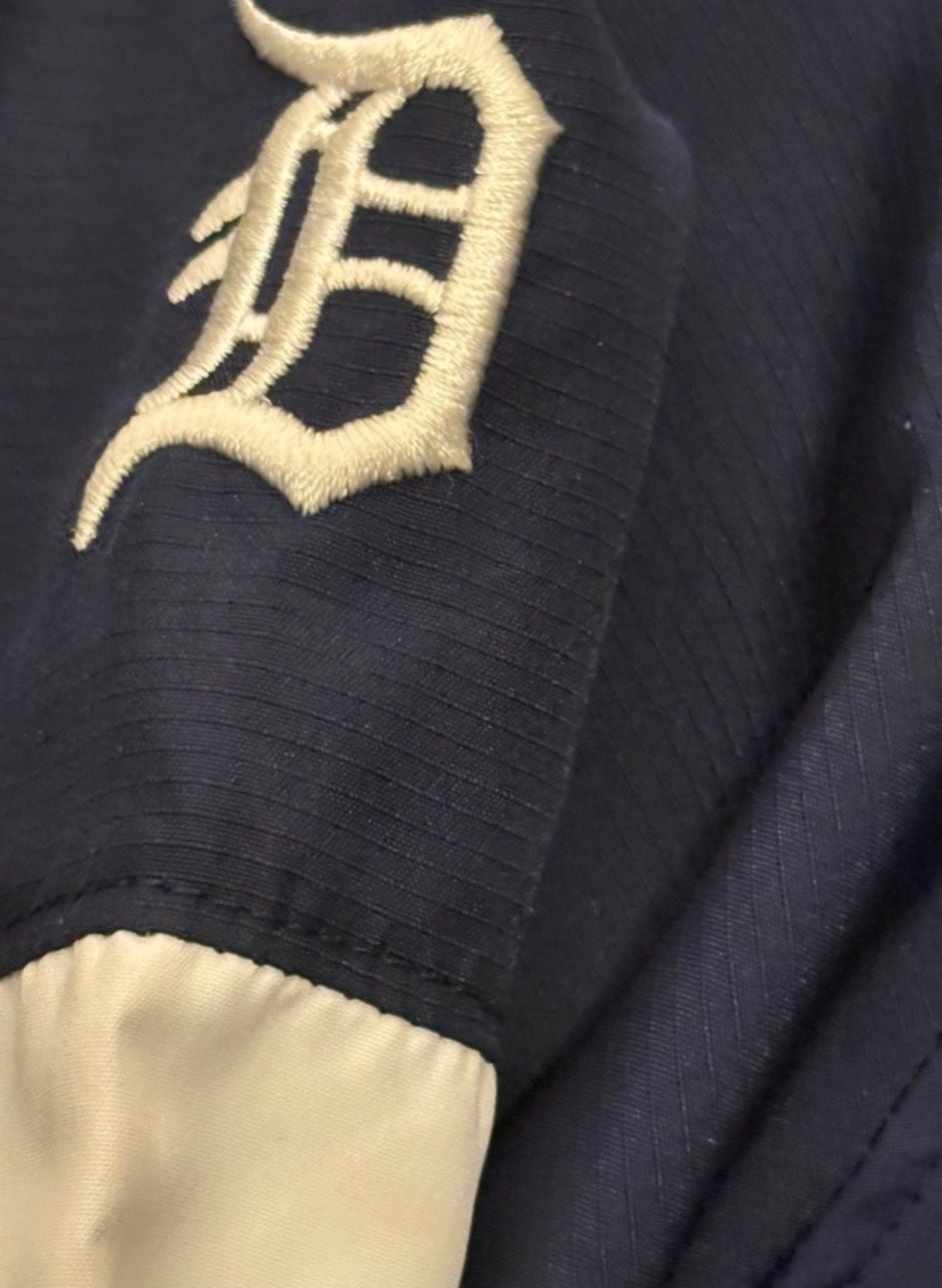 Majestic Detroit Tigers Cool Base Pullover Jacket XL Navy Blue rare vintage 4