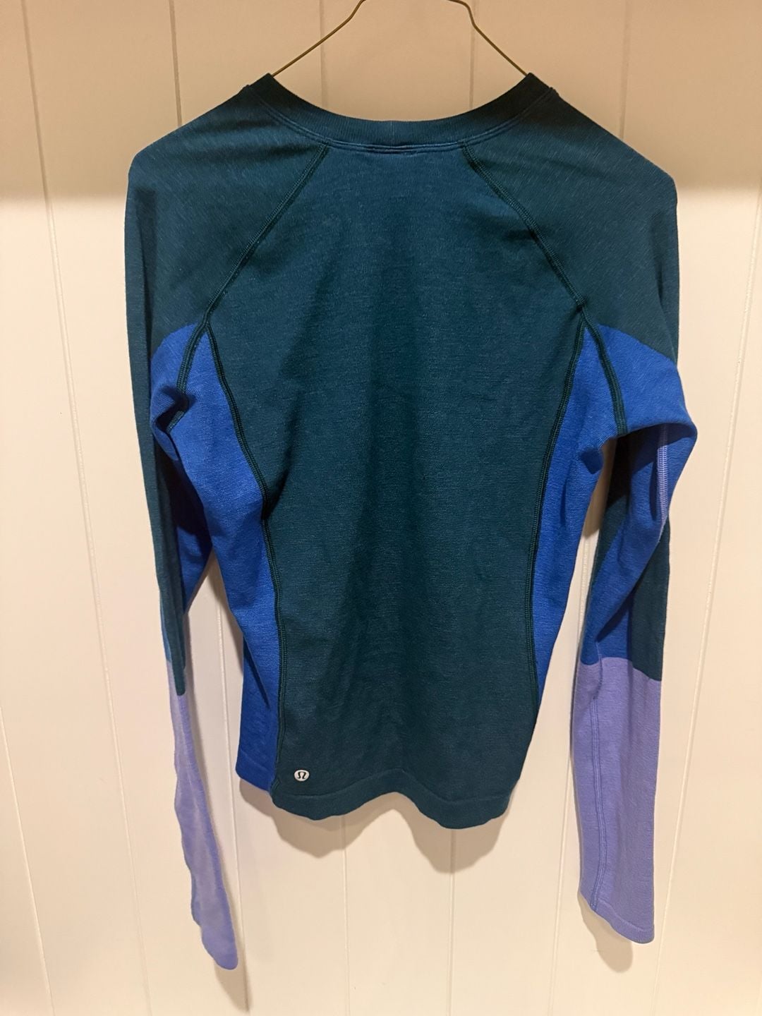Lululemon Long Sleeve Wool Shirt Size 10 Blue Colorblock 4