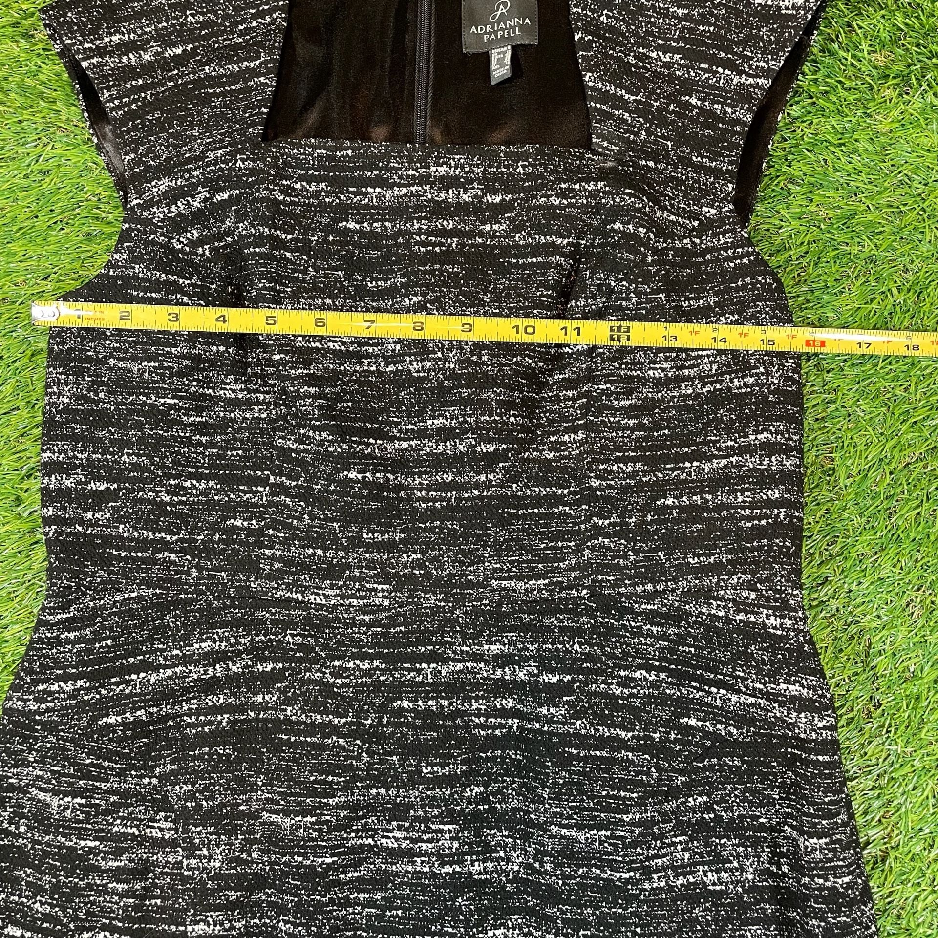 Adrianna Papell Tweed Sheath Dress Size 4 Black White 7