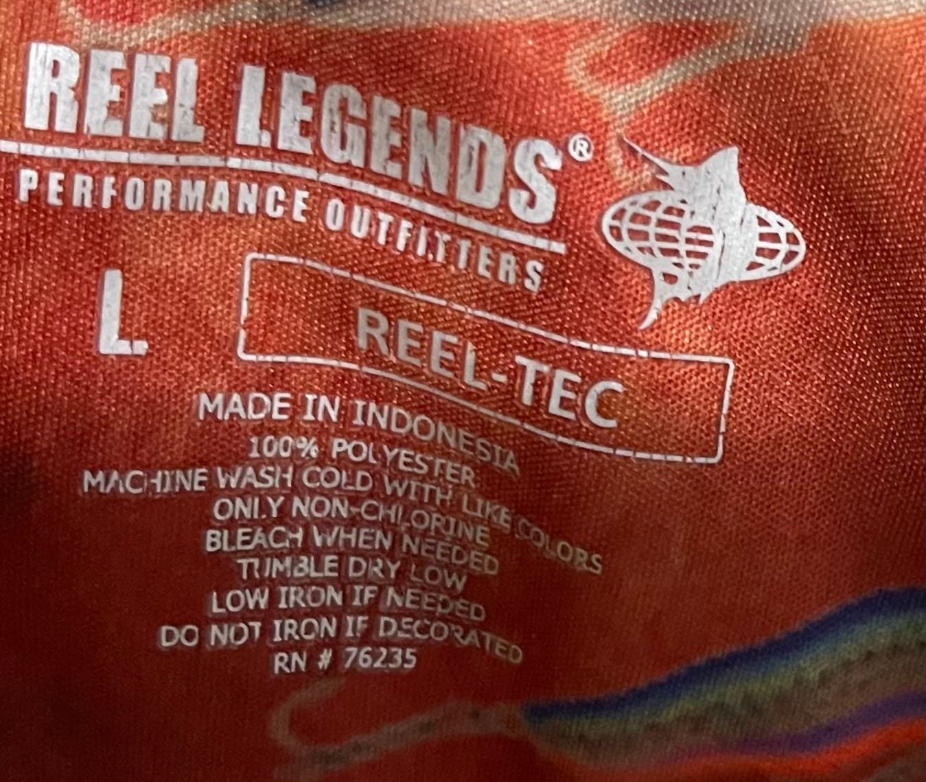 Reel Legends Reel-Tec Lure Print Long Sleeve Shirt Size L Orange Fishing 4