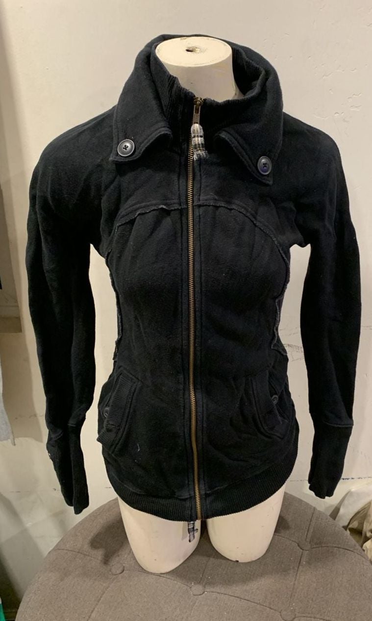 Y2k Free People Full Zip Jacket Size XS Black Cotton Blend 2