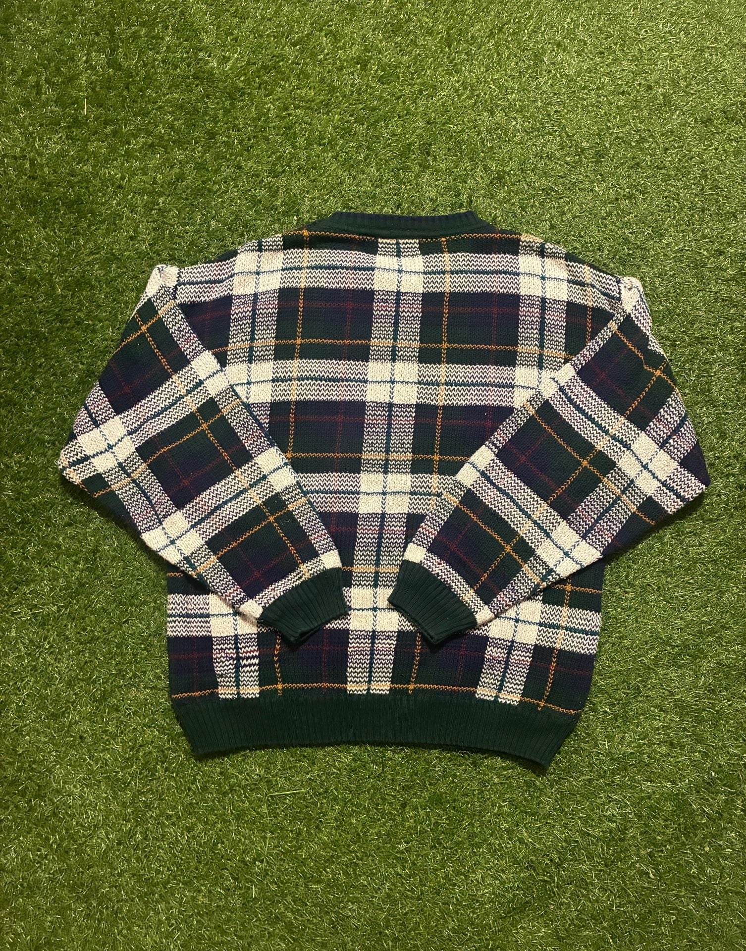 Croft & Barrow Plaid Crewneck Sweater Size XL Green Navy 4