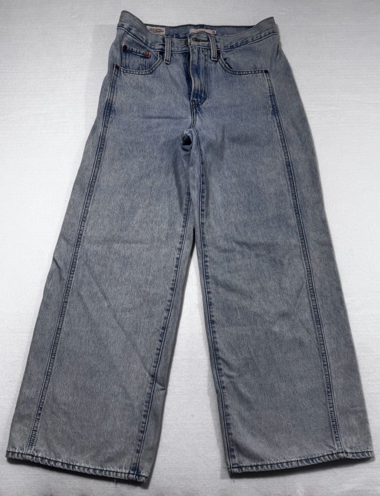 Levi’s Ribcage Wide Leg Jeans Women’s Size 25 Light Wash Blue Denim 2