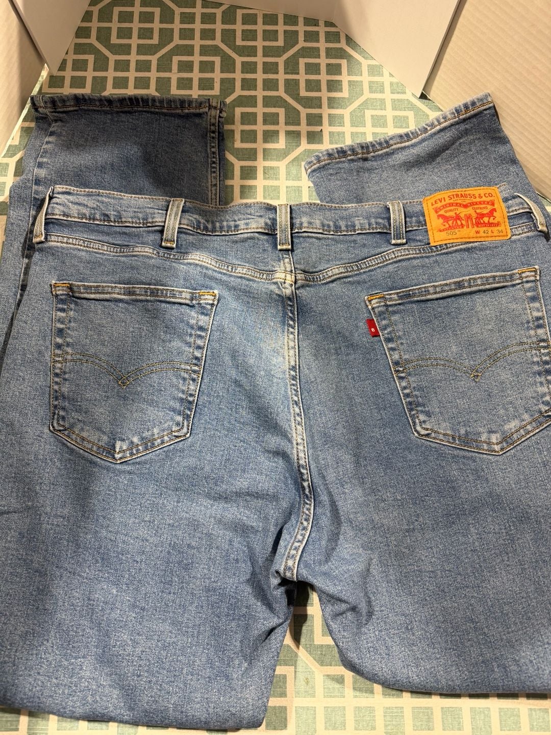 Levi's 505 Straight Jeans Size 42x34 Blue Denim 6