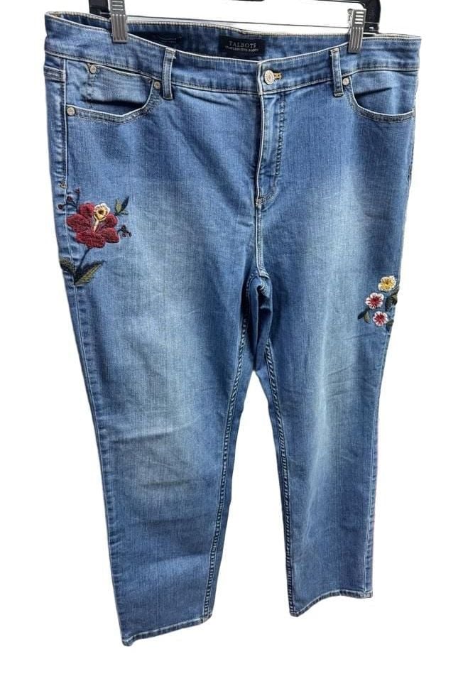 Talbots Women’s 16 Slim Flawless Five Pocket Embroidered Jeans 2