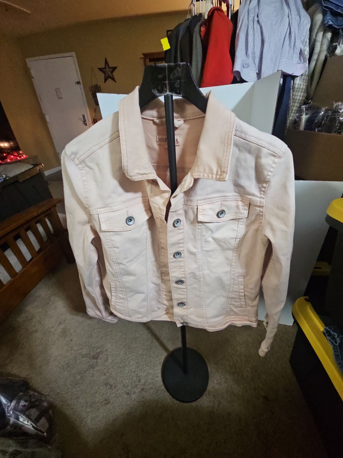 Merona Pink Denim Jacket Size M 2
