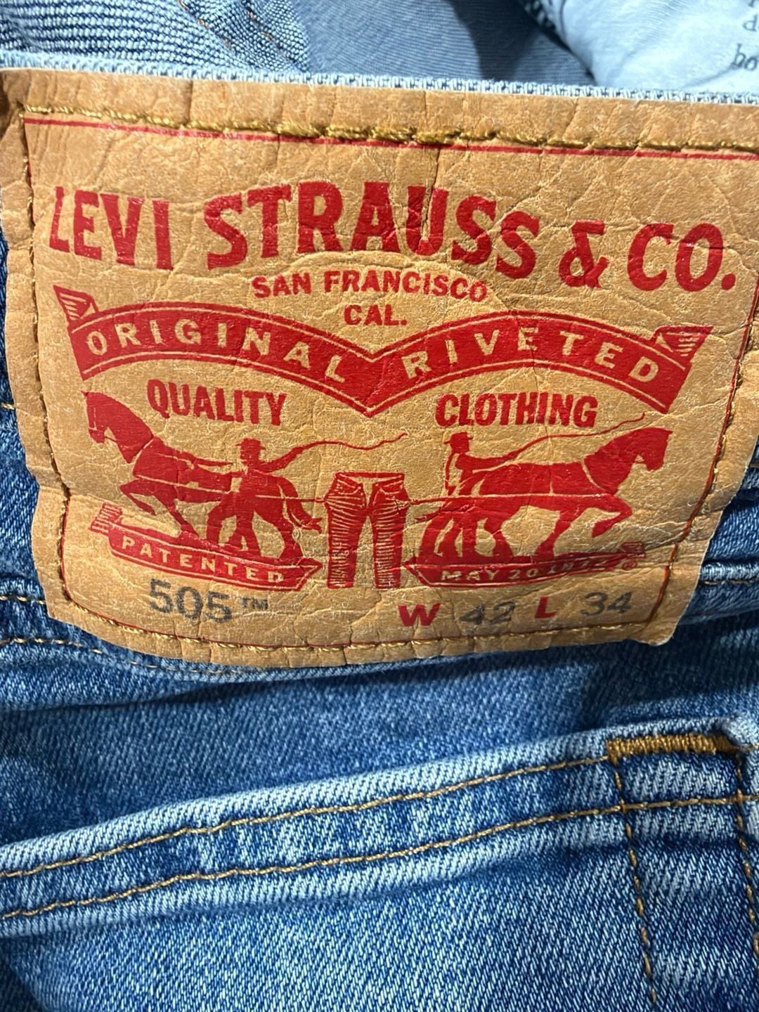 Levi's 505 Straight Jeans Size 42x34 Blue Denim 5